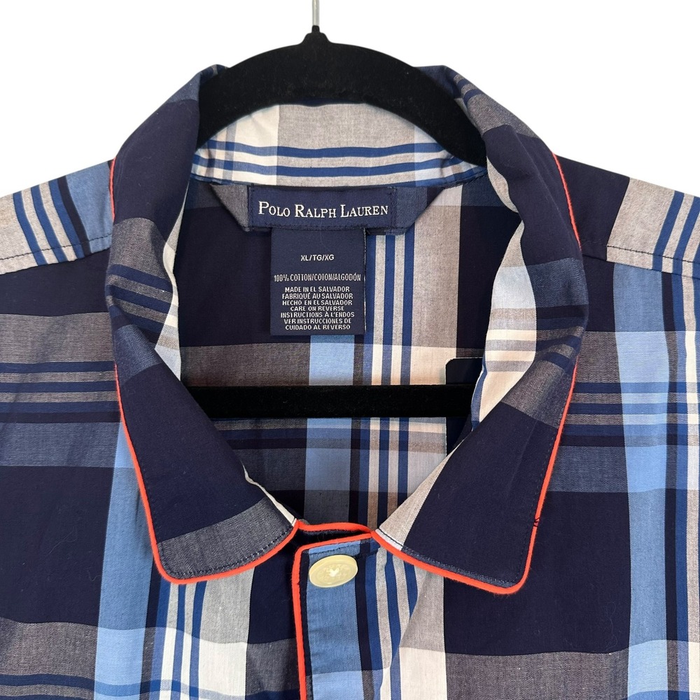Polo Ralph Lauren Mens Pajama Shirt XL Plaid Cotton Sleepwear Deadstock NWT - Picture 10 of 10